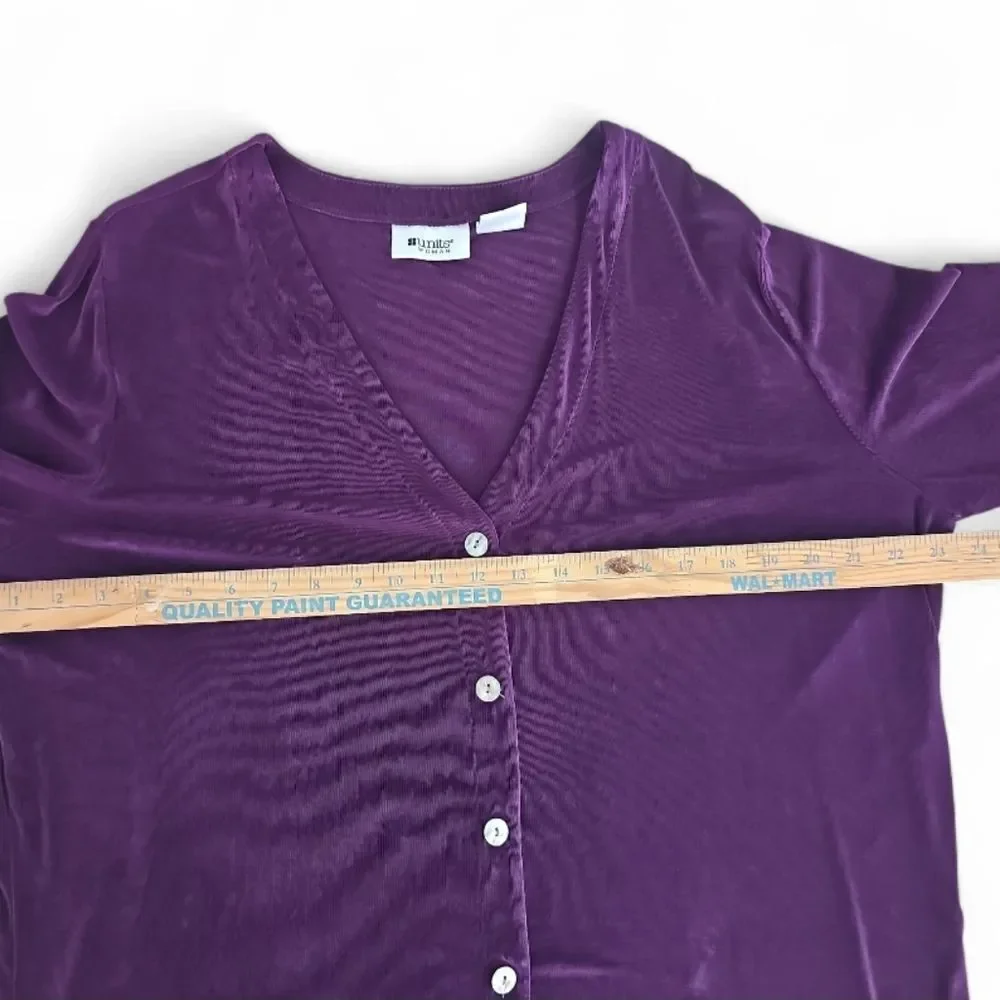 Units Woman Royal Purple Travel Cardigan 1X Acetate Stretch Cruise Resort Layer
